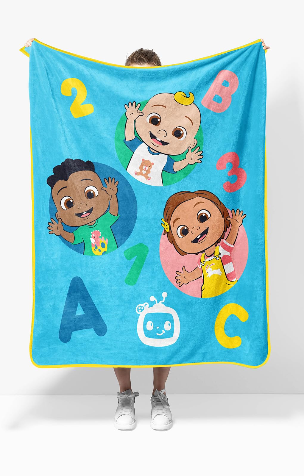 Sunny Side Up CoComelon Plush Travel Throw Blanket - Measures 40 x 50 Inches - Super Soft & Cozy Travel Accessories