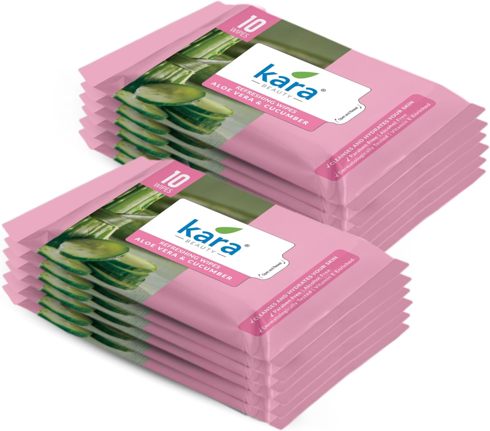 Beauty Refreshing Wipes with Aloe Vera & Cucumber - 10 N Each (Pack of 12, 120 Pulls) | Paraben & Alcohol Free | Travel-Friendly Facial Cleansing & Makeup Remover Wipes