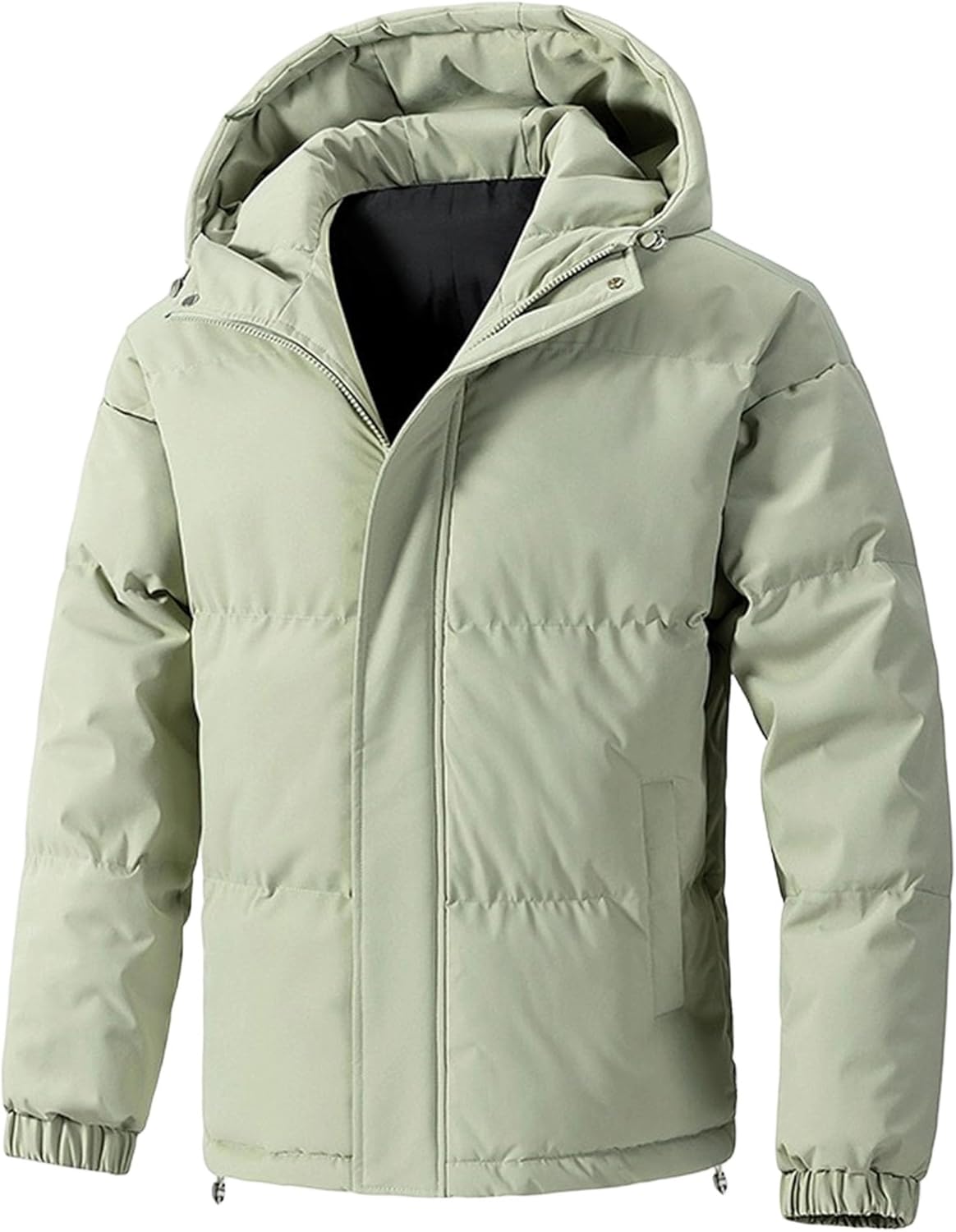 Mens Plus Size Puffer Jacket Hooded Winter Quilted Warm Down Coat Zip Up Waterproof Windproof Snowboarding Jackets
