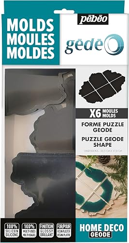 PEBEO Set of 6 Silicone Epoxy Resin Moulds for Coasters-Puzzle Shape Moule plâtr