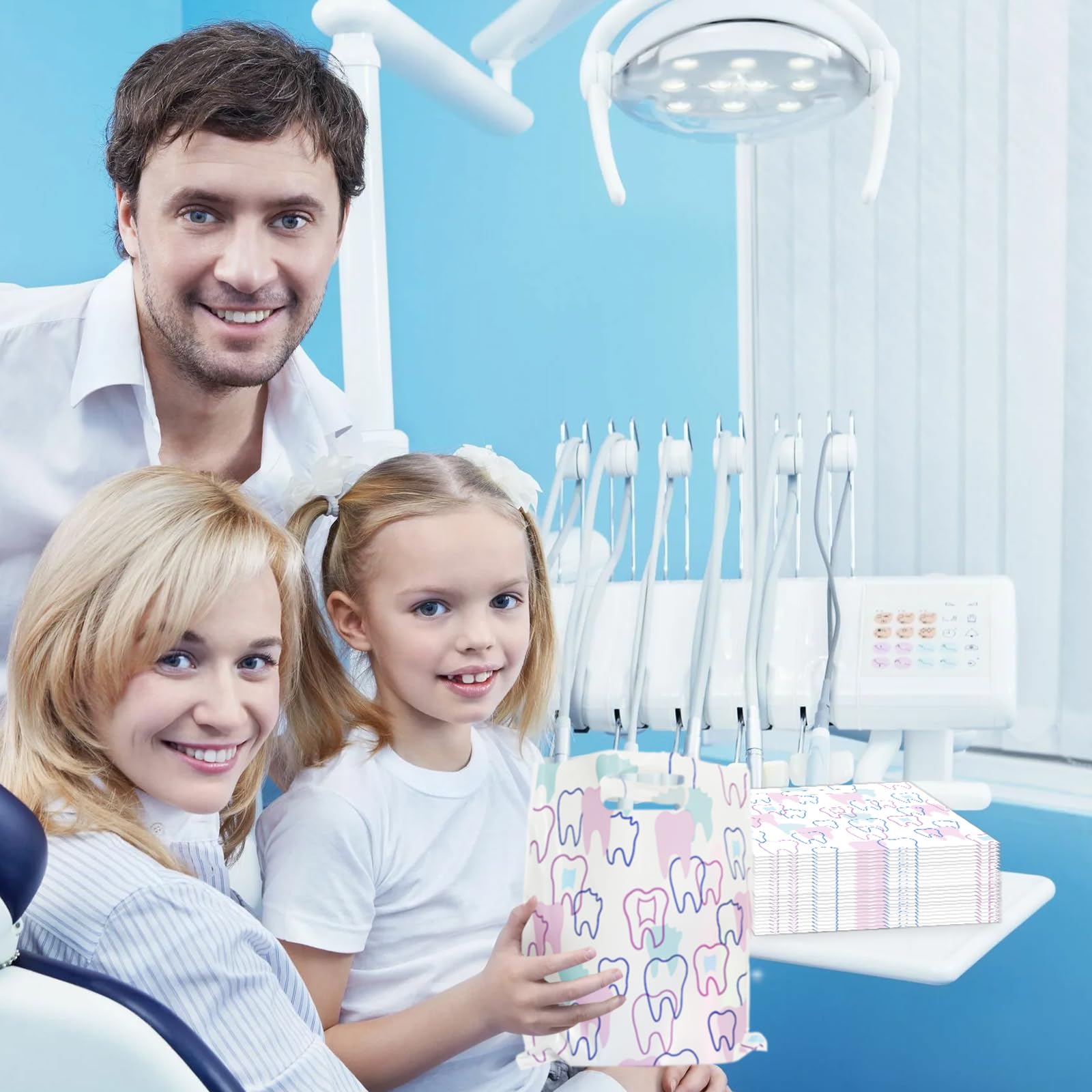 Bolsas dentales con asas 8.3 x 9.5 pulgadas paquete de 50 para pacientes dentistas clínica