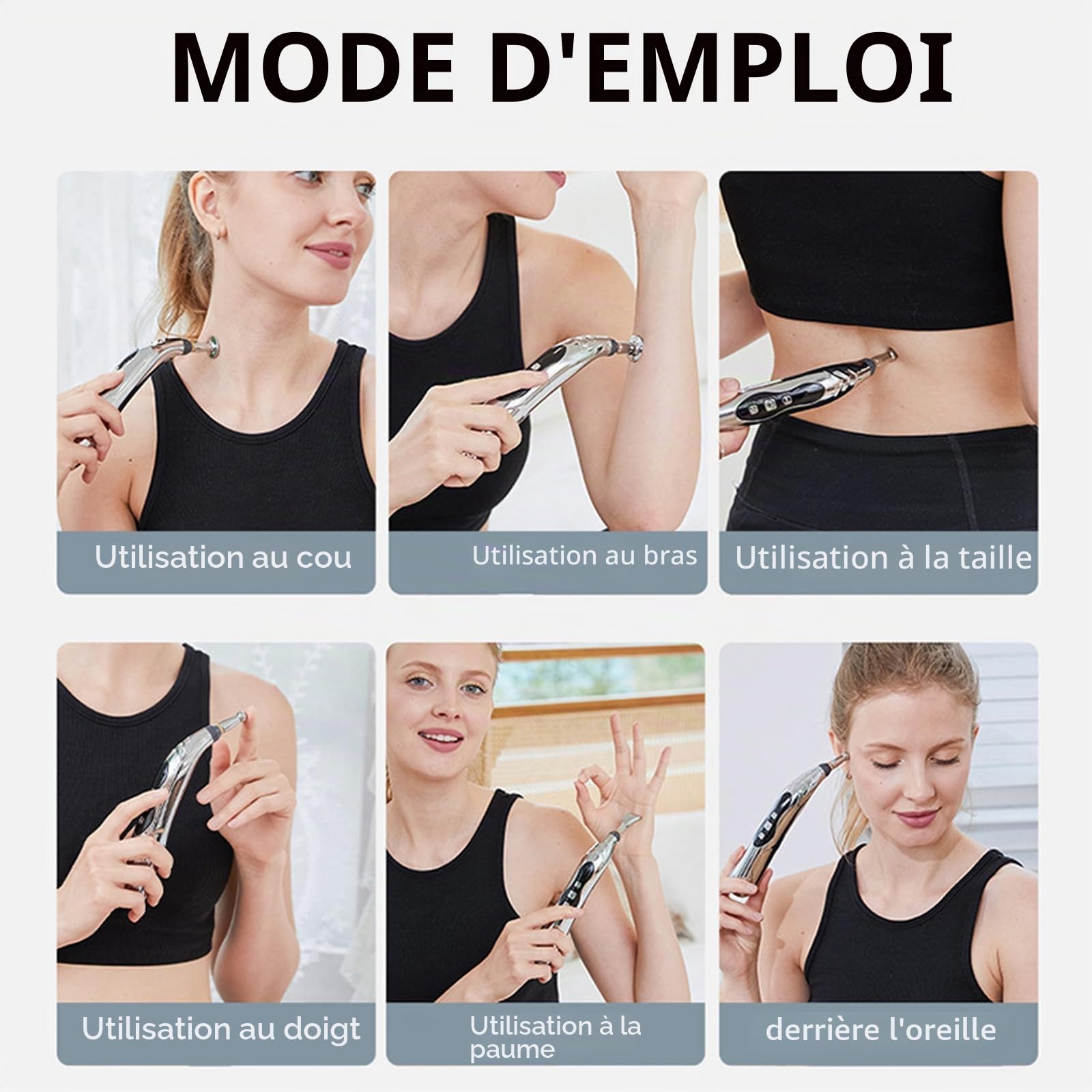 Stylo de massage d'acupuncture-modèle rechargeable Stylo de massage électrique pour l'acupuncture, Stylo de massage de thérapie de guérison d'acupuncture Stylo d'énergie méridien