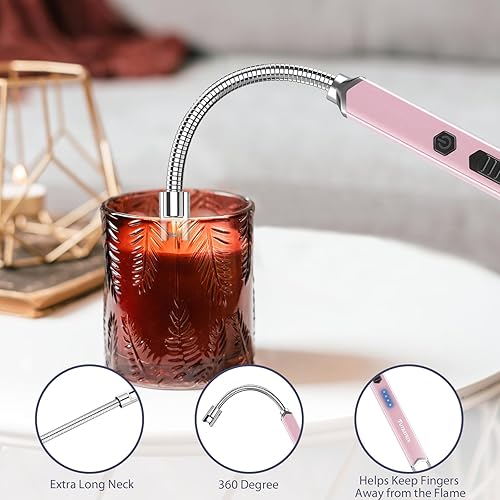Miniatura 4 de Futratrix Encendedor electrónico de vela de arco, resistente al viento, sin llama, recargable por USB (1 unidad, oro rosa)