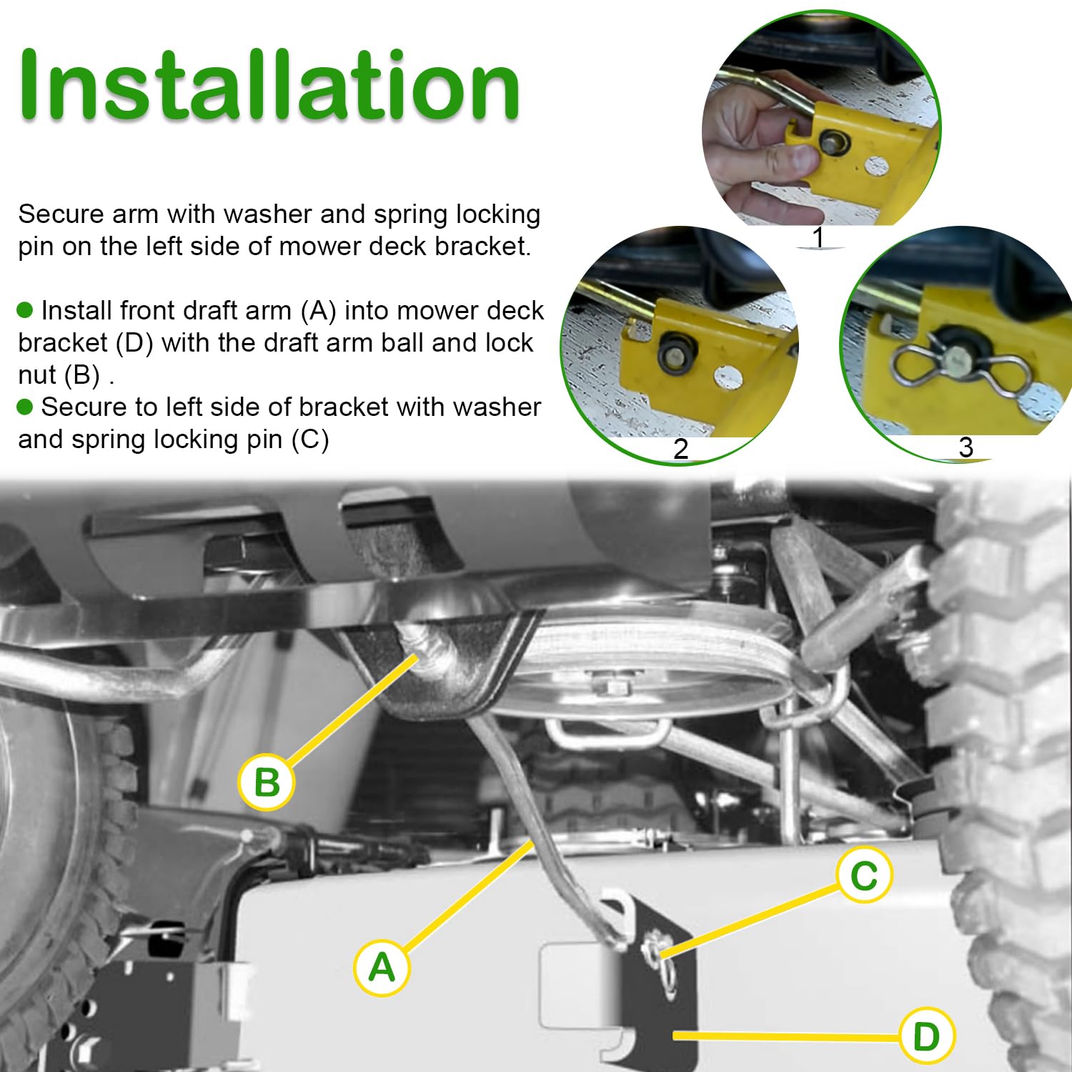 GX20497 Kit de bras de tirage avant / GX20497 Kit de liaison pour tracteur tondeuse John Deere 102 115 125 155C D155 LA L100 L120 L130 LA120 D140 X S E Series