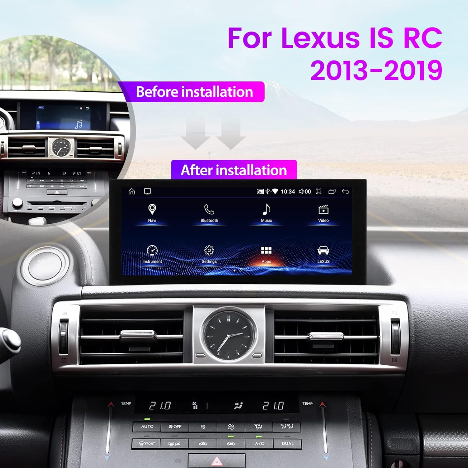 android 11 system 10 25 inch 1920x720 blue ray touch screen radio 8 core 4gb64gb gps navigation for 2013 2018 lexus is250 is300 is300h is350 is200t f