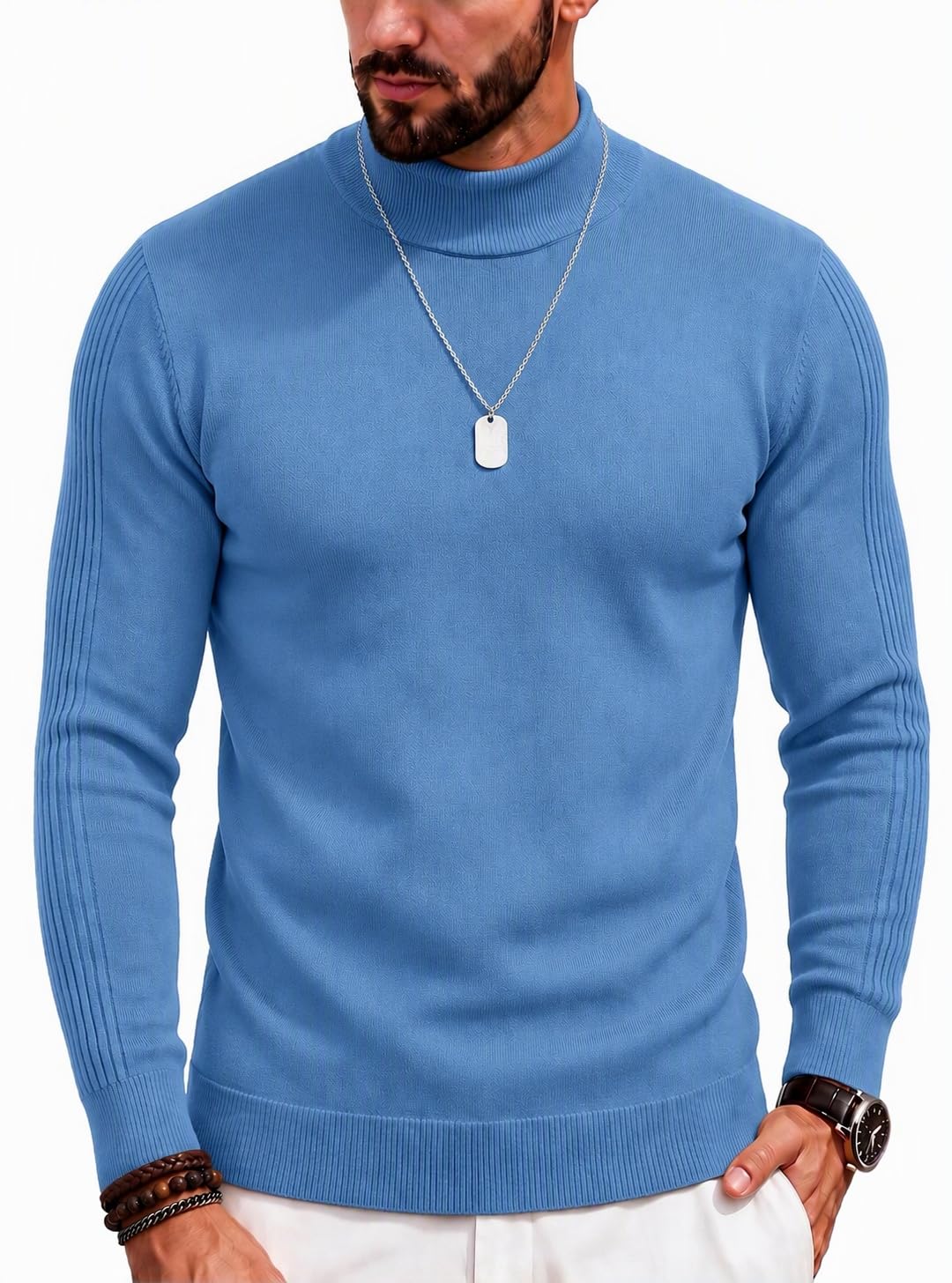 COOFANDY Mens Mock Turtleneck Slim Fit Pullover Sweater Casual Basic Knitted Thermal Sweaters