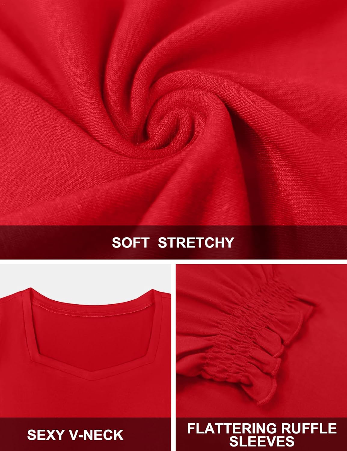 FOREYOND Women's Plus Size Summer Tops Puff Short Sleeve Blouses Square Neck Dressy Tunics Loose Casual T Shirts - Image 4