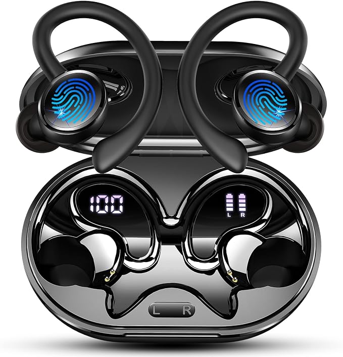 Auriculares Inalámbricos Deportivos Bluetooth 5.4 HiFi Estéreo con Cancelación de Ruido ENC y Pantalla LED