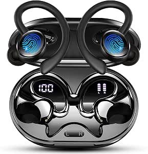Ecouteurs Bluetooth sans Fil Sport, 2026 Écouteur Bluetooth 5.4 avec HiFi Stéréo, 50H Écouteur Bluetooth 4 ENC Réduction Bruit Mic, Écran LED Casque pour Running, IP7 Étanche Oreillette Bluetooth