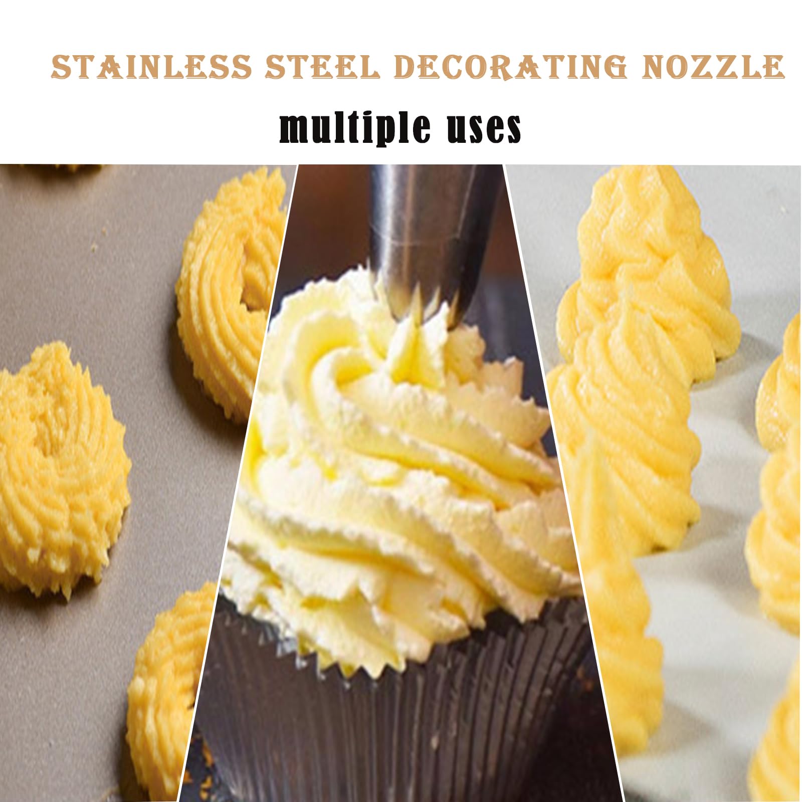 Seringue à pâtisserie en inox Seringue à pâte Pistolet de Presse Set de seringues à pâtisserie Presse à biscuits DIY, accessoires de cuisson pour gâteaux et biscuits avec et 6 Douilles (noir)