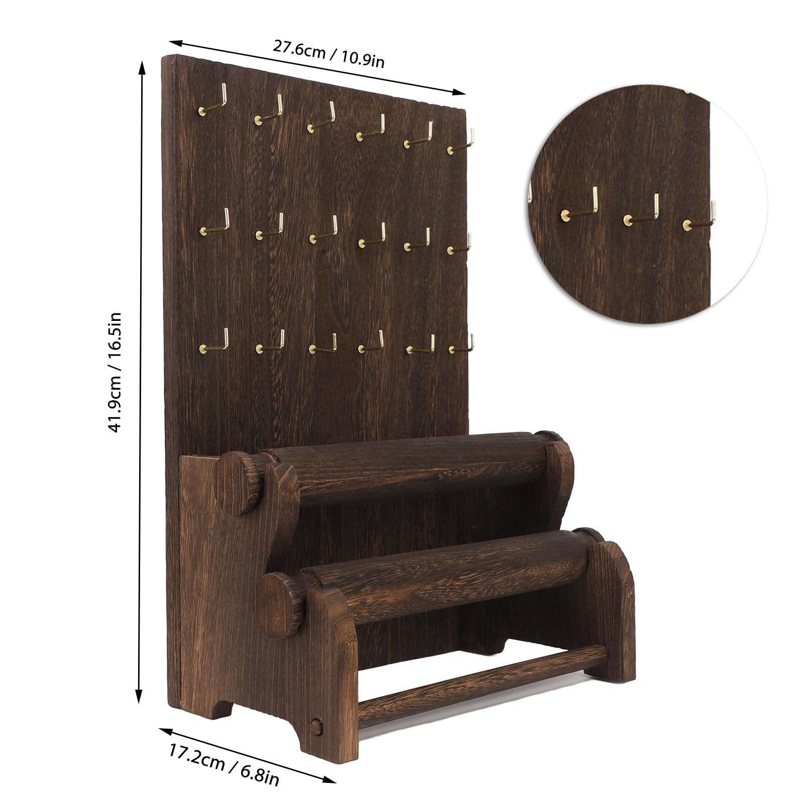 Portagioielli in Legno, 1 Set, Legno Massello, Acciaio