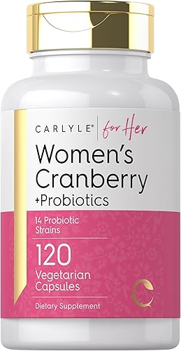 Carlyle Probióticos Cranberry Plus para mujer | 120 cápsulas | con 14 cepas probióticas | Vegetariano, sin OMG, suplemento sin gluten | para ella