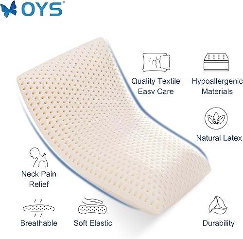 Miniatura 3 de OYS Almohadas de látex natural Talalay para un sueño cómodo, alivio del dolor de cuello, no es una almohada de espuma viscoelástica (King, 33 x 15.7