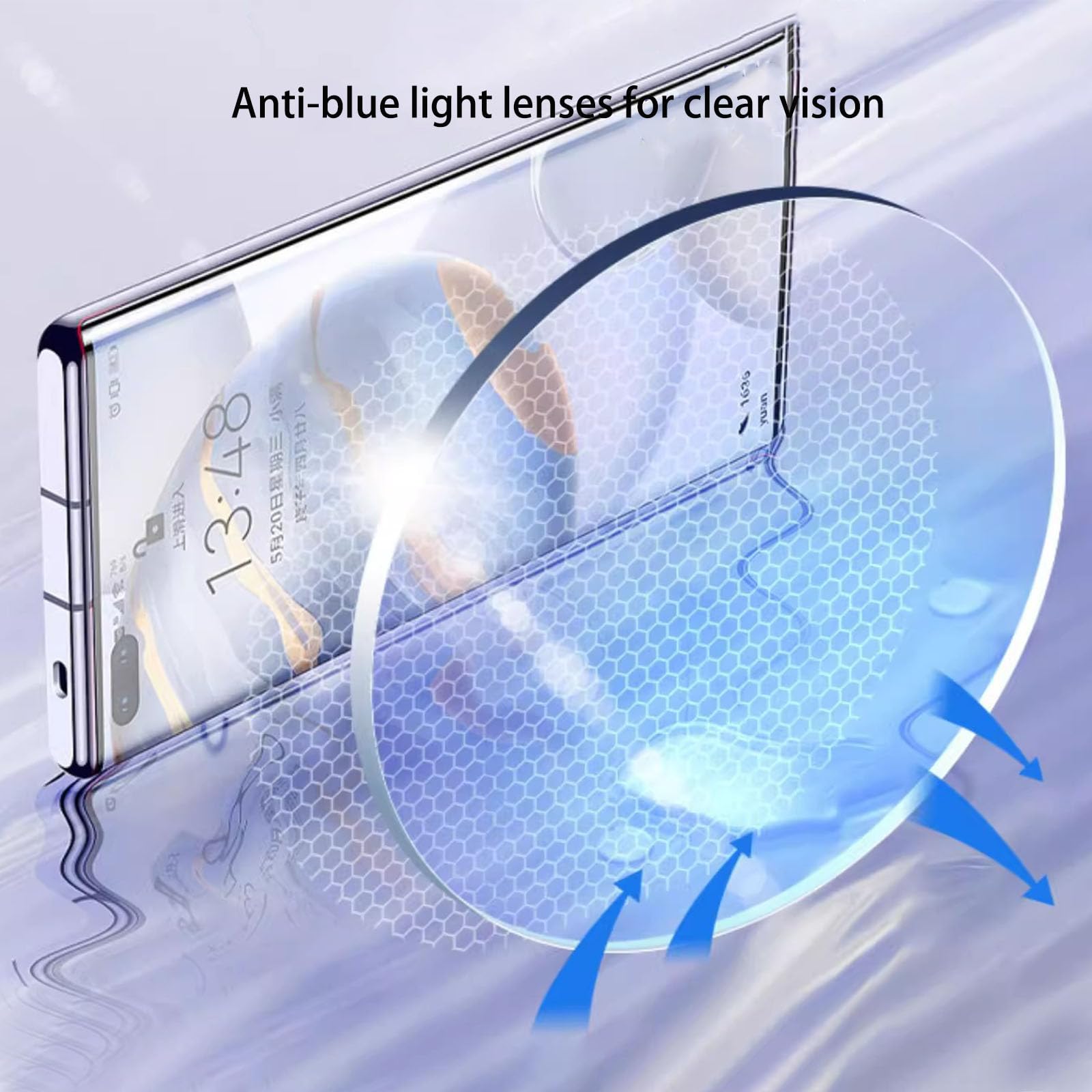 De Los Hombres Gafas Luz Azul Súper Ligero Titanio Puro Medio Cuadro Prevenir La Fatiga Ocular Anti-UV Gafas De Computadora,B