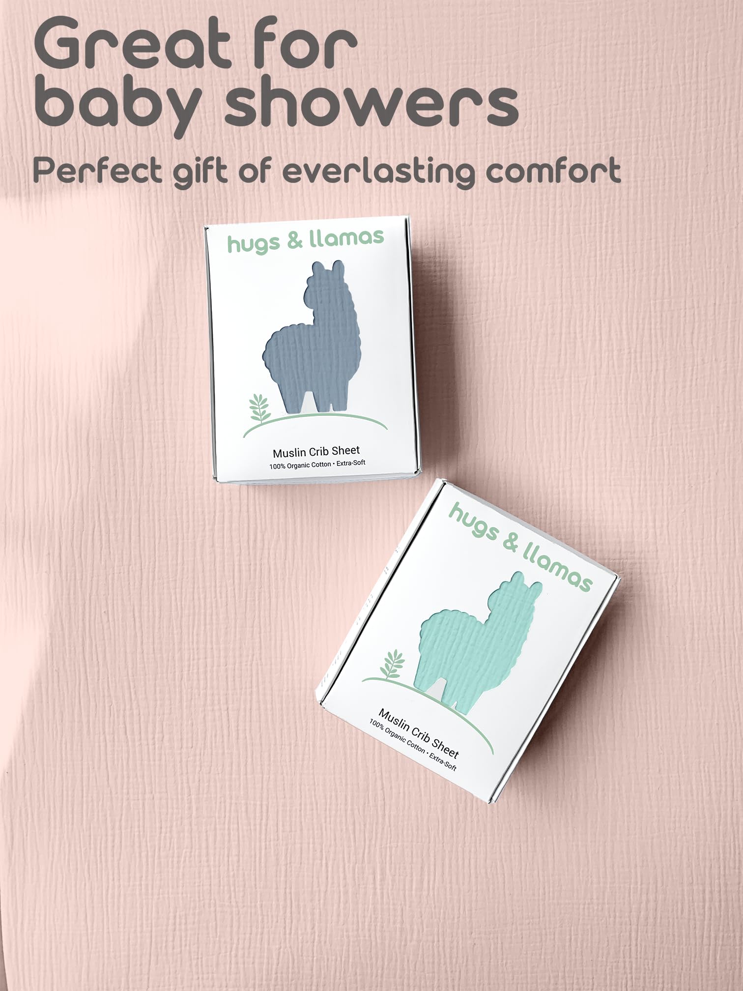 hugs & llamas | Lenzuolo con angoli in mussola di cotone biologico al 100% | Lenzuola per culla per ragazzi e ragazze | Lenzuola per culla biologica per bambini e bambine neutro (zucchero filato)