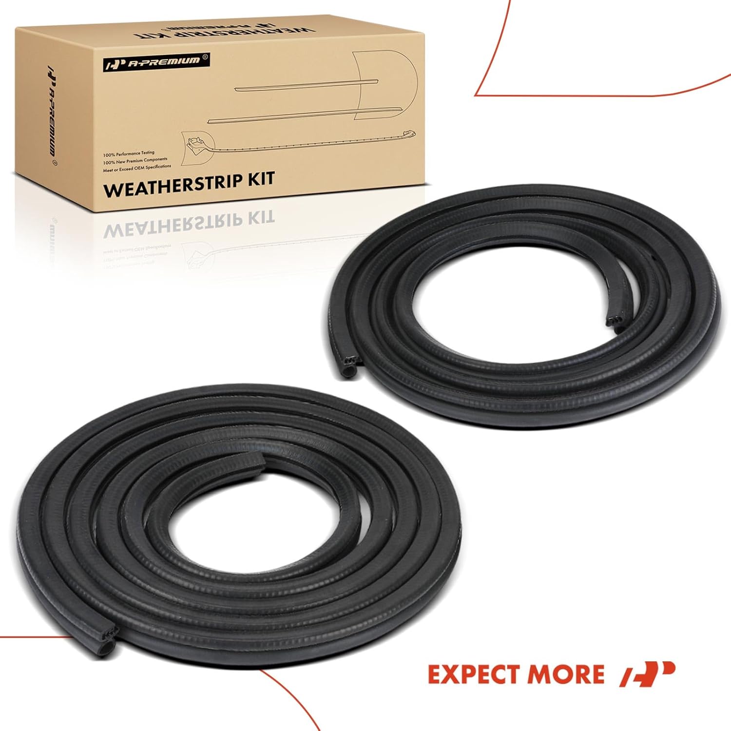 A-Premium 2PCS Front Car Door Weather Stripping Seal Strips Compatible with Chevrolet Silverado 1500/2500/3500, Silverado 1500/2500 HD & GMC Sierra 1500/2500/3500 & Cadillac, Replace 1AWSK00362