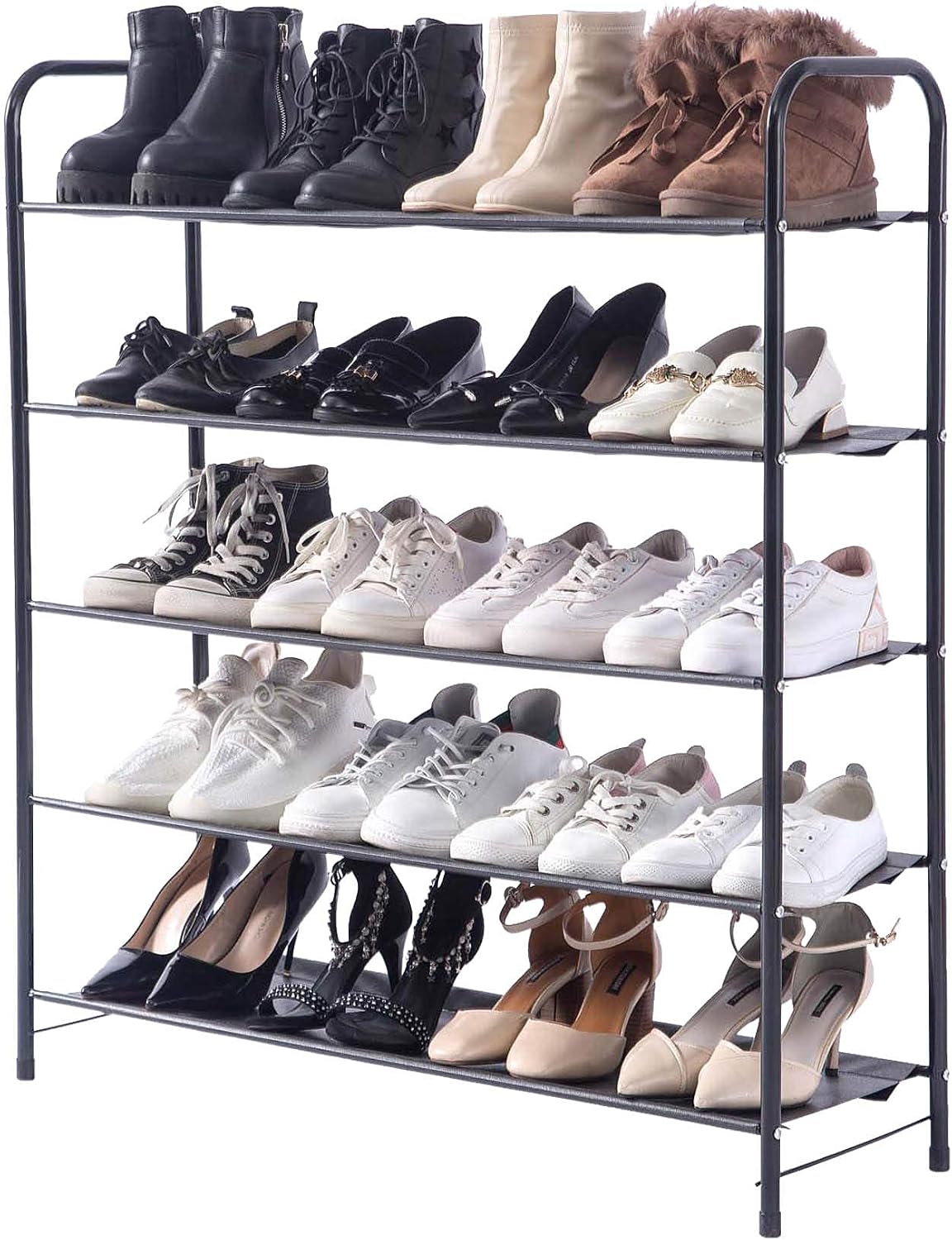 UDEAR Shoe Rack Free Standing Shoe Organizer,Black,5-Tier