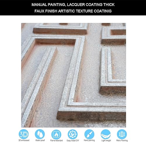 Miniatura 3 de 3D Wall Panels Decor Embossed Stereoscopic Wall Board for Cafe Club Salon Hotel Store Bar 2'x2' PL25 Weathered Iron