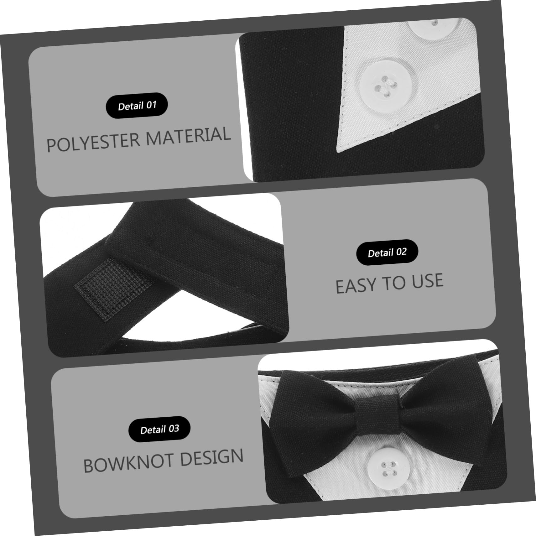 VICASKY 4 Pièces Collier de Costume Chien Bandana Formel avec Nœud Écharpe Salivaire Noire XS pour Mariage Fête Animaux