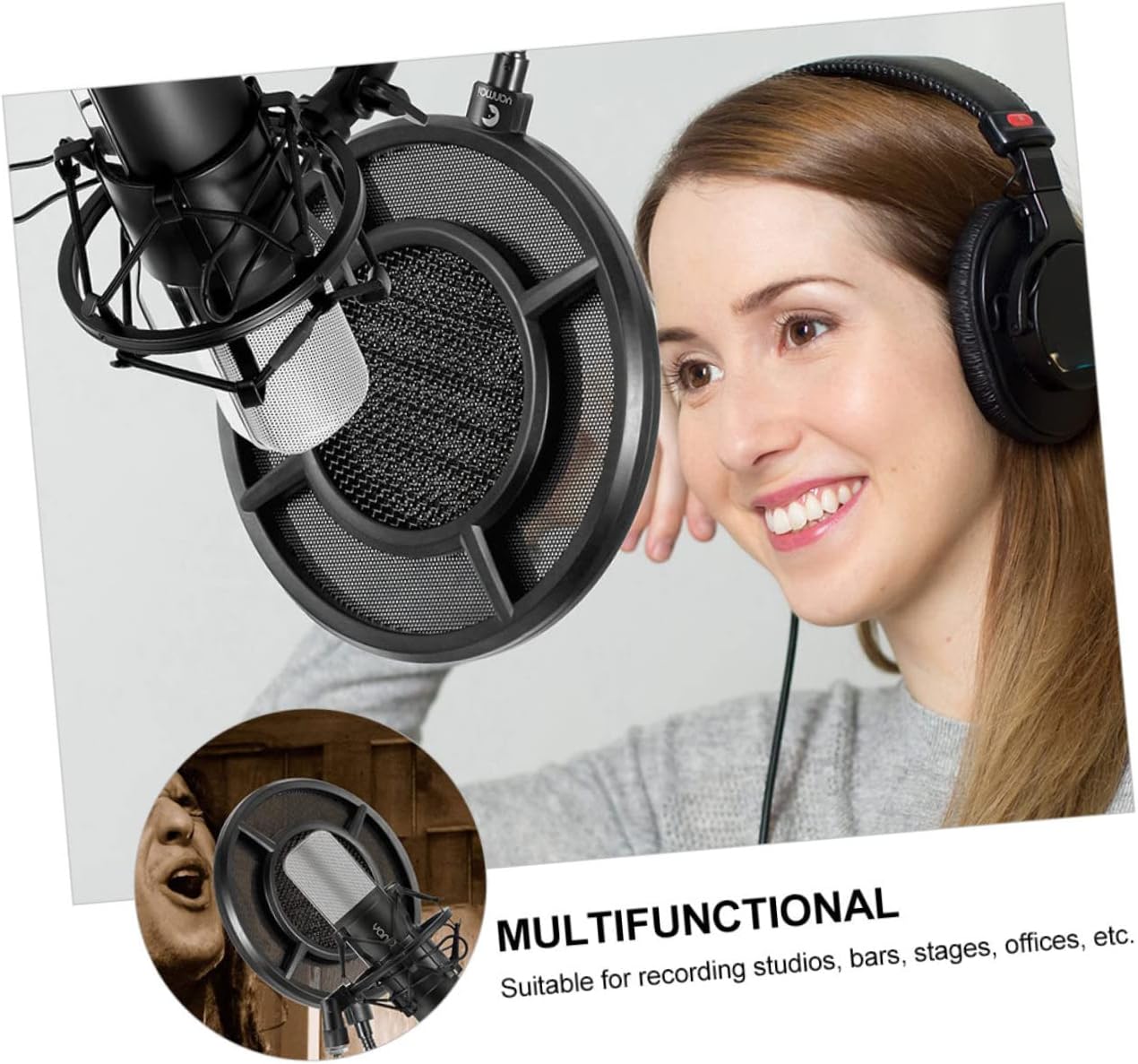 SECFOU Mic Filter Shield Wind Screen Recording Filter Mic Windscreen Black for Recording Professionals