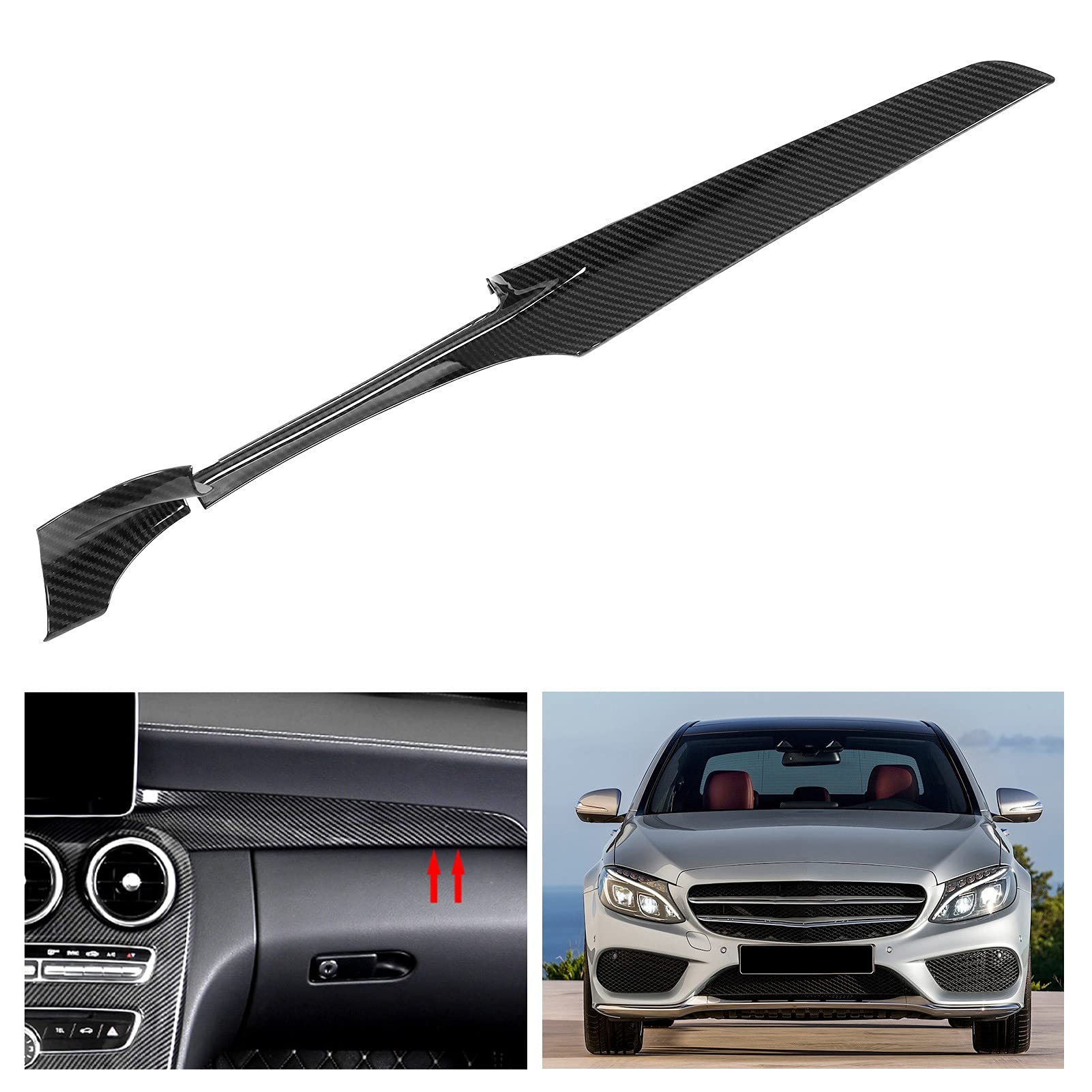 AIRSPEED Carbon Fiber Look Dashboard Trim Strip – For Benz C-Class W205 / GLC X253 2015-2021, 2PCS