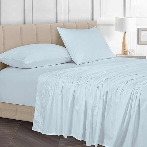 Miniatura 4 de ROYALE LINENS Sábana bajera ajustable de 300 hilos 100 % algodón, ultra suave, resistente a las arrugas y a la decoloración, sábana inferior,