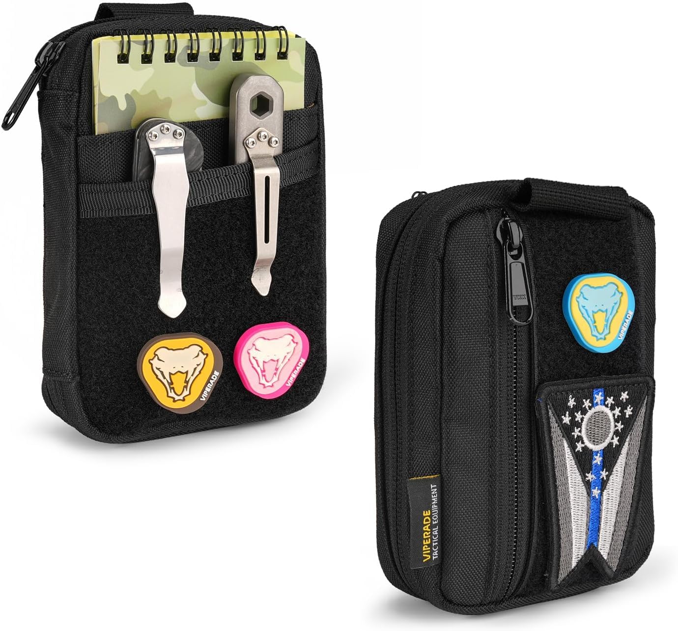 VIPERADE VE26 EDC Pouch, piccola borsa portautensili per utensili tascabili e multiutensili, organizer tascabile per borsa EDC con area patch per attrezzatura EDC
