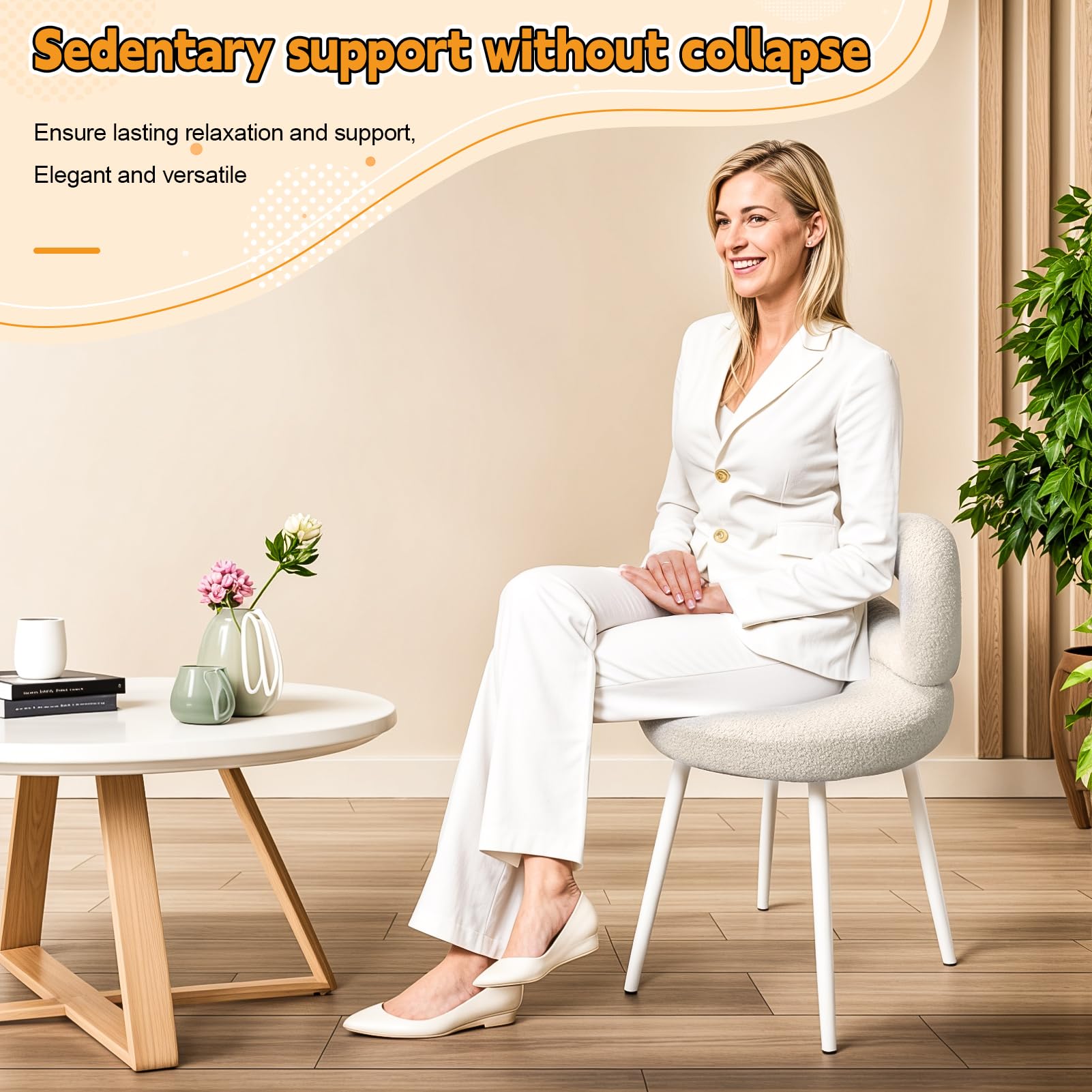 Chaise Coiffeuse avec Dossier Bowknot, Fauteuil Coiffeuse Filles Femmes avec Coussinets de Pied Réglables, Tabouret coiffeuses pour Salon (Blanc)