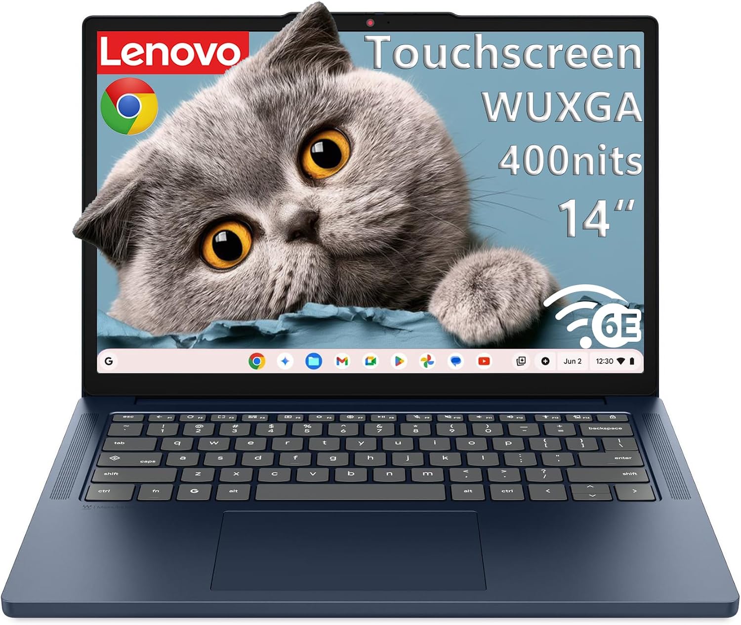 Lenovo Chromebook 14" Touchscreen WUXGA 400nits Laptop, 8-Core CPU | 4GB LPDDR5X, 64GB Storage, 1920x1200 Anti-glare IPS Display, WiFi 6E, Thin, Chrome OS for Student & Learning, Cosmic Blue