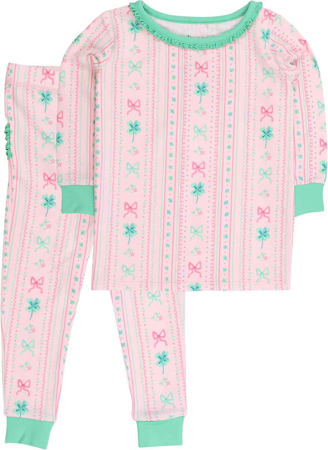 RuffleButts Toddler Girls Modal Blend Ruffle Long Sleeve Pajama Set