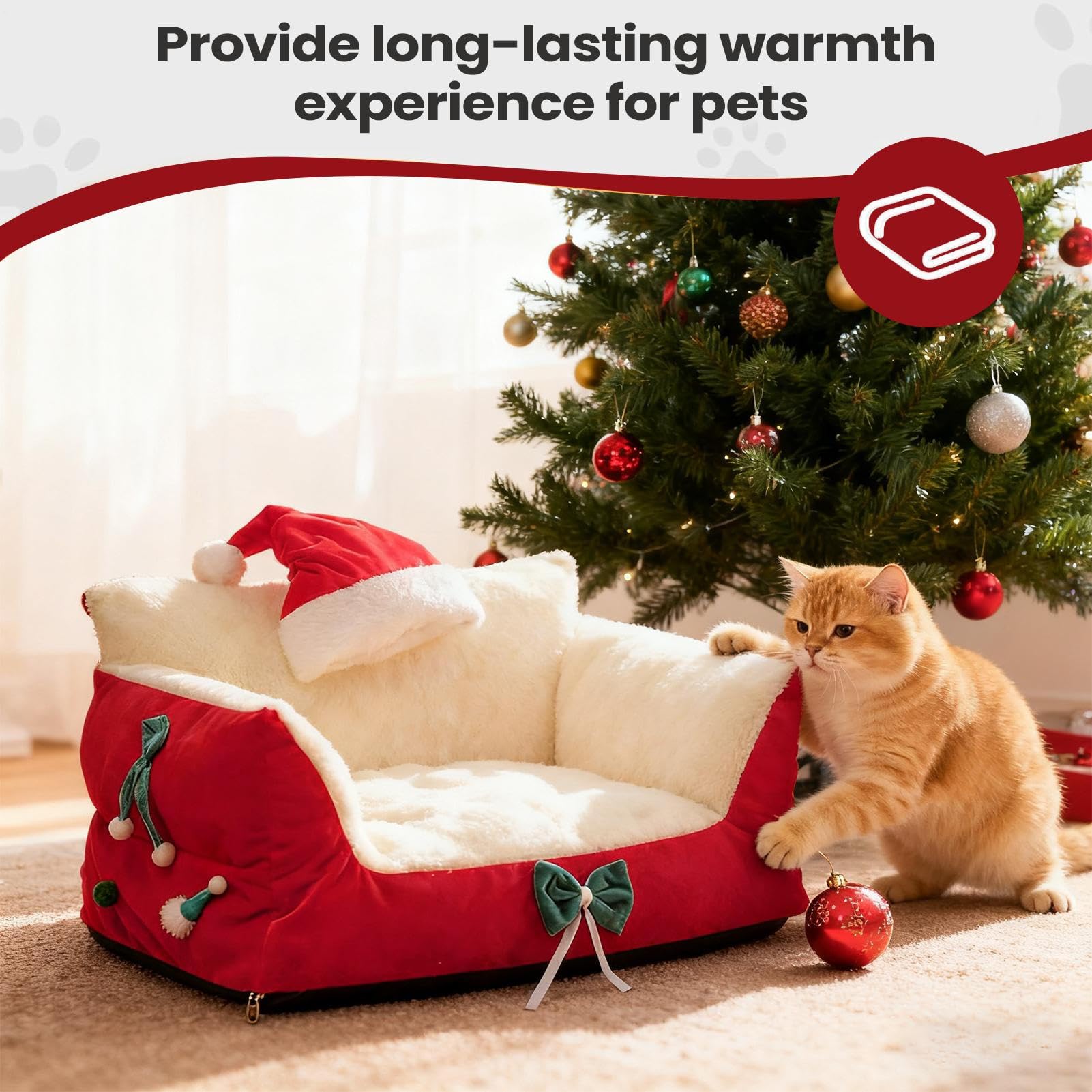 Cuccia per cani generica, invernale per , design natalizio, accogliente per animali domestici, per cuccioli e animali da compagnia, soggiorno, camera da , balcone e appartamento