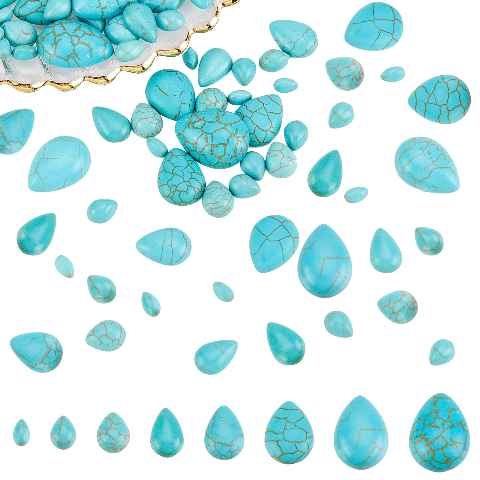 arricraft 100pcs 8mm Synthetic Turquoise Gemstone Flat Back Half Round Cabochons Craft Findings for DIY Jewelry Making