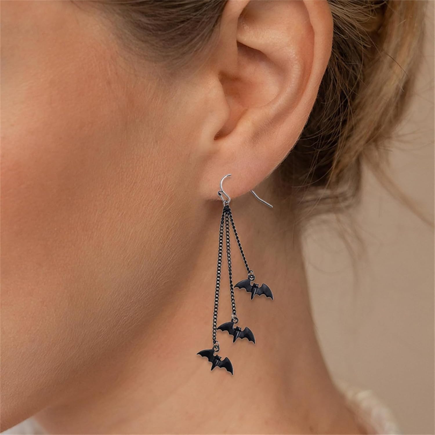 Halloween Bat Earrings for Women Gothic Punk Black Bat Vampire Acrylic Dangle Earrings Halloween Costumes Scary Decorations Party Jewellery Gift - Image 2