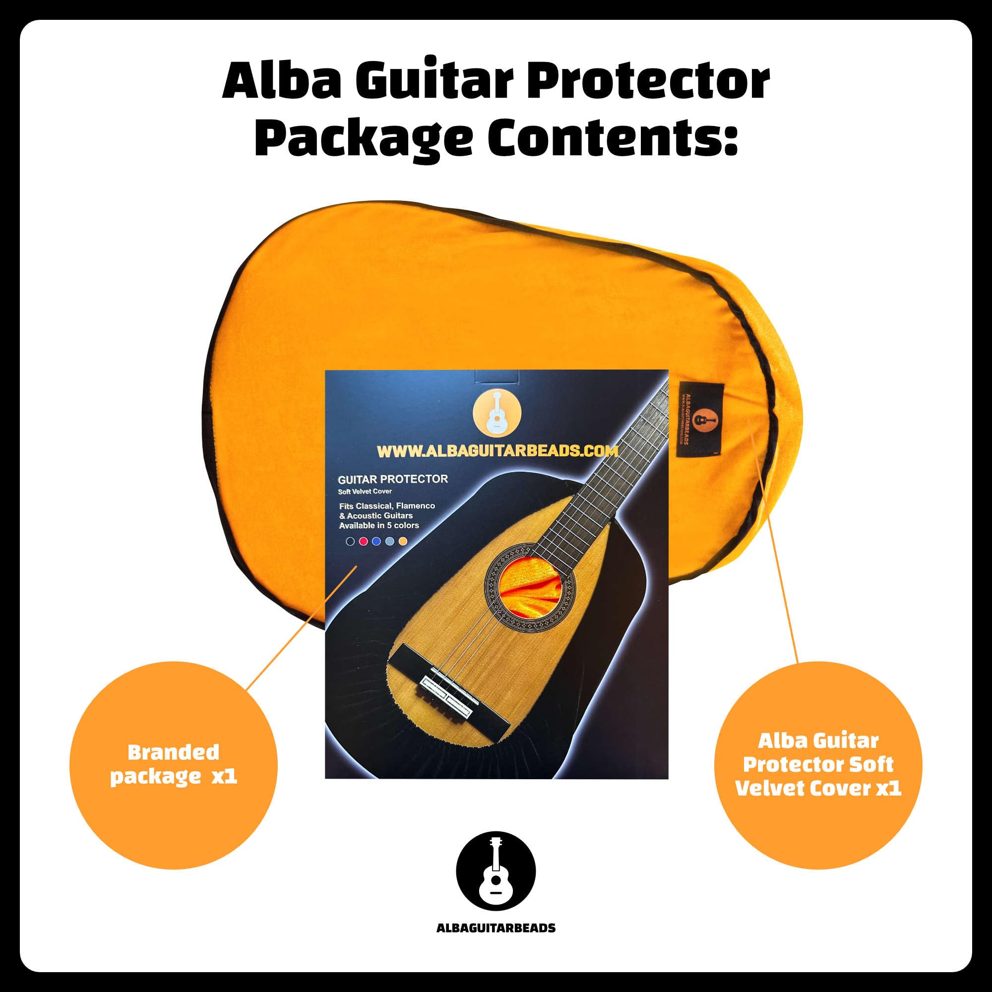 Alba GB Dust Cover - Funda protectora naranja para guitarras clásicas, funda de terciopelo antipolvo para guitarras acústicas y eléctricas, Red, Funda