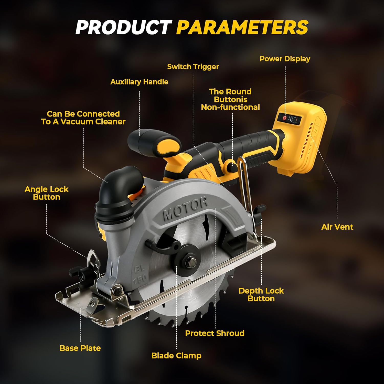Cordless Circular Saw Compatible with Dewalt 20V Max Battery, 5.5" Saw Brushless Motor 6200RPM Electric Circular Saw with 2 Blades (Tool Only, No Battery)