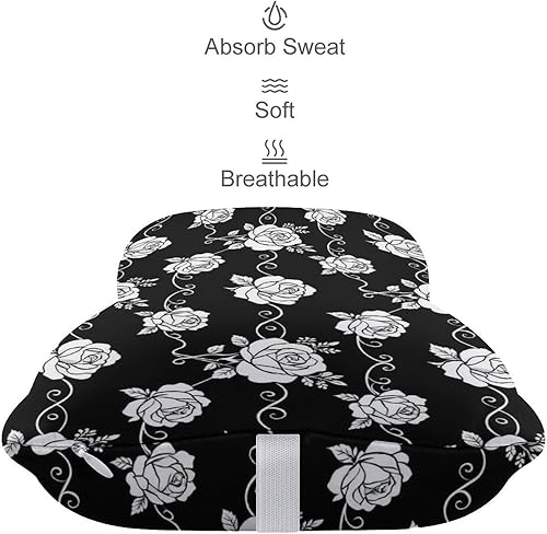 Miniatura 4 de Almohada para el cuello del automóvil, 2 almohadas suaves para reposacabezas de automóvil, compatibles con flores blancas y negras florales para
