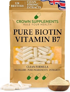 Biotin Hair Growth Supplement | Clean Formula Extracts | Hair Vitamins | Hair Skin and Nails Vitamins for Women & Men | Crown Supplements UK 180 Capsules