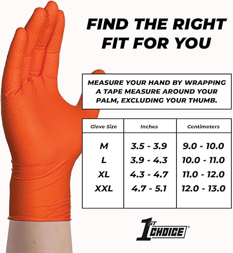 Miniatura 6 de 1st Choice Guantes desechables de nitrilo con agarre de diamante elevado, 6 mil industrial, mecánico, limpieza, sin látex, sin polvo