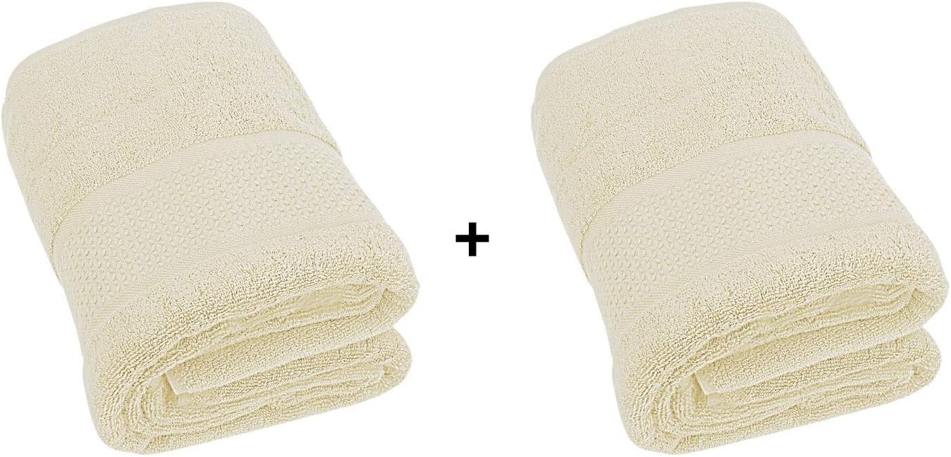 FBTS Basic Bath Towel 2 Packs Beige 31x59 Inches Luxury Towels Highly Absorbent Extra Soft Professional Grade Five-Star Hotel Quality