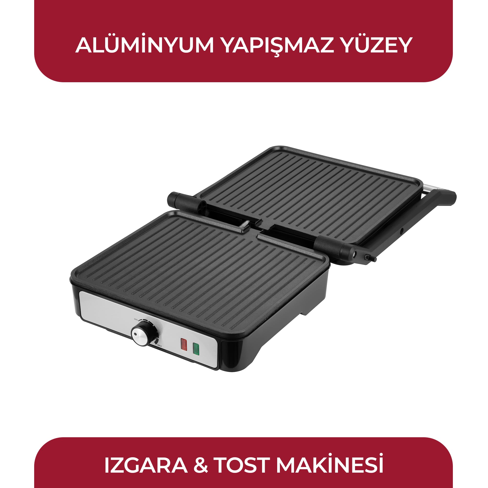 Sinbo SSM-2590 Inox Izgara ve Tost Makinesi, 2000 W, 180° Açılabilir Gövde, Alüminyum Plaka, 6 Dilim Kapasite