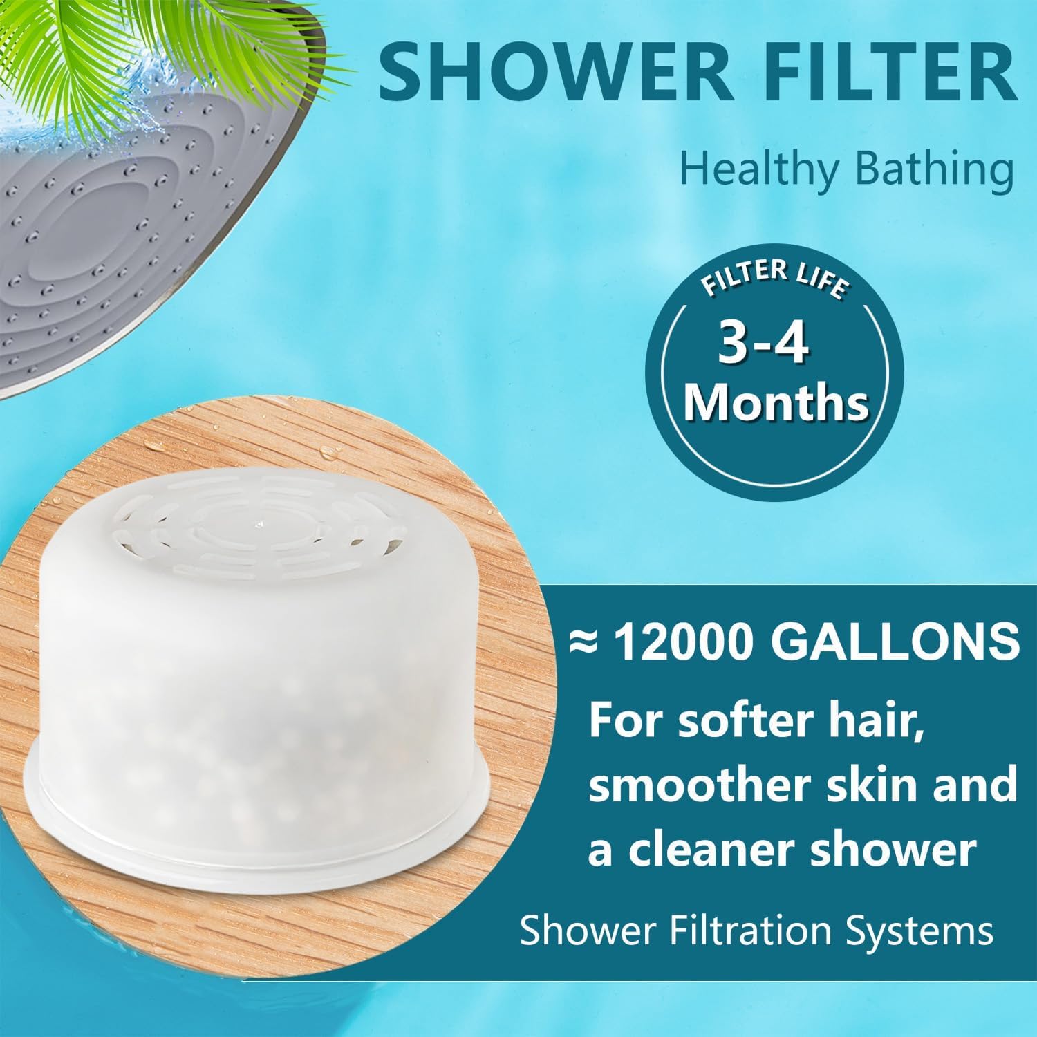 AWO Paquete de 3 cartuchos de filtro de cabezal de ducha de repuesto compatibles con cabezal de ducha de mano, sistemas de filtración de ducha multietapa para agua dura, reduce el cloro, el flúor y