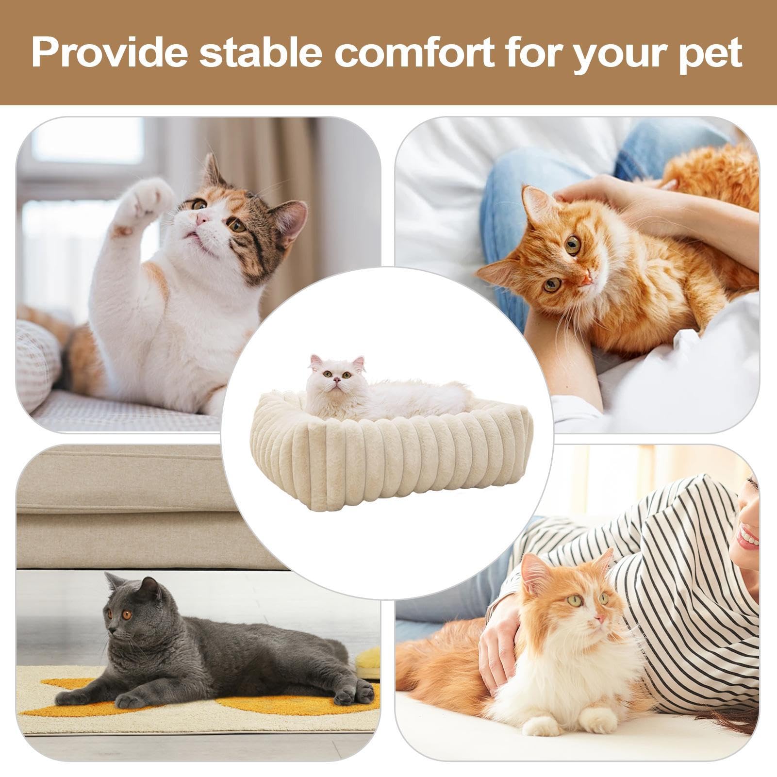 Sofá para mascotas, cama de felpa lavable para perro, cojín para mascotas, sofá suave para gatos, para el hogar, patio, coche, apartamento, piso diario, camping, viajes al aire libre