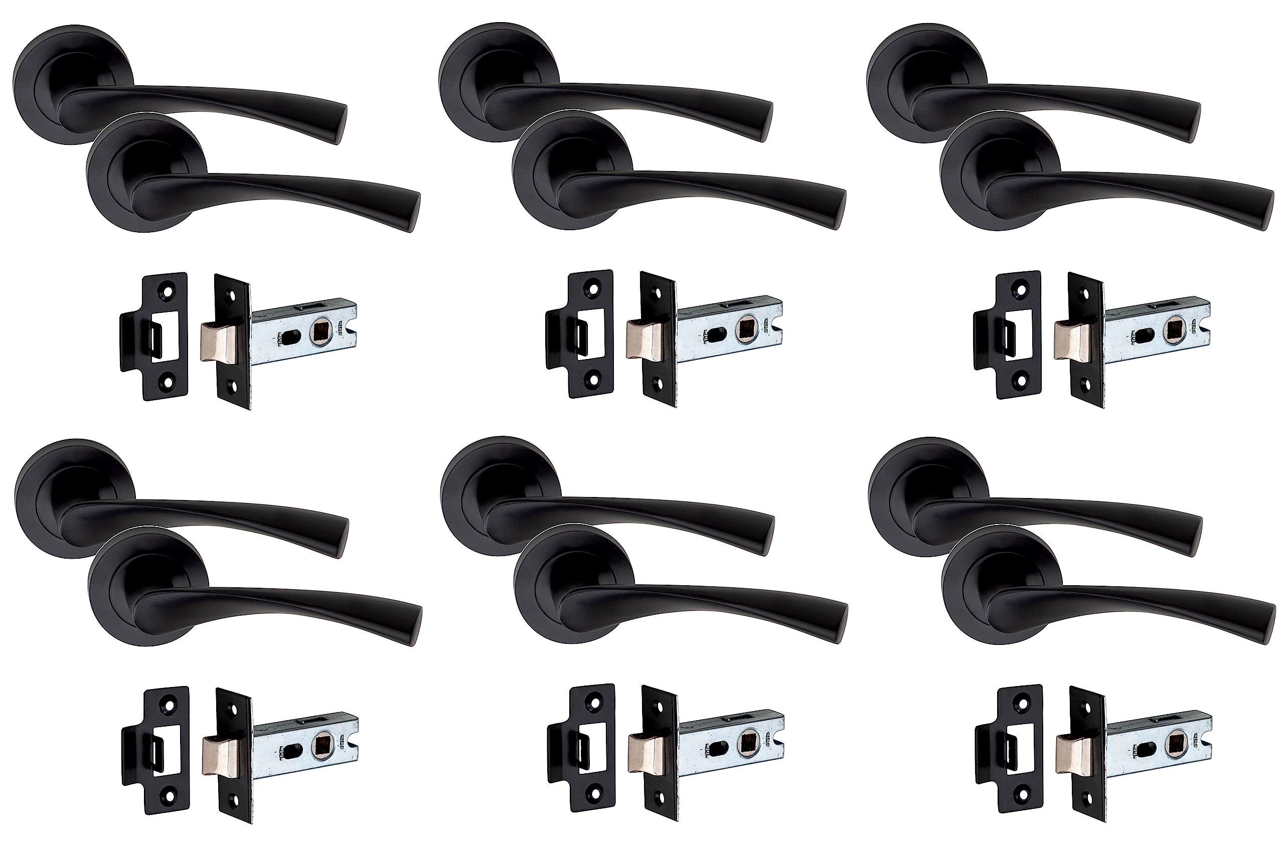 Golden Grace Astrid Latch Matt Black Handle 52Mm 6 Pack