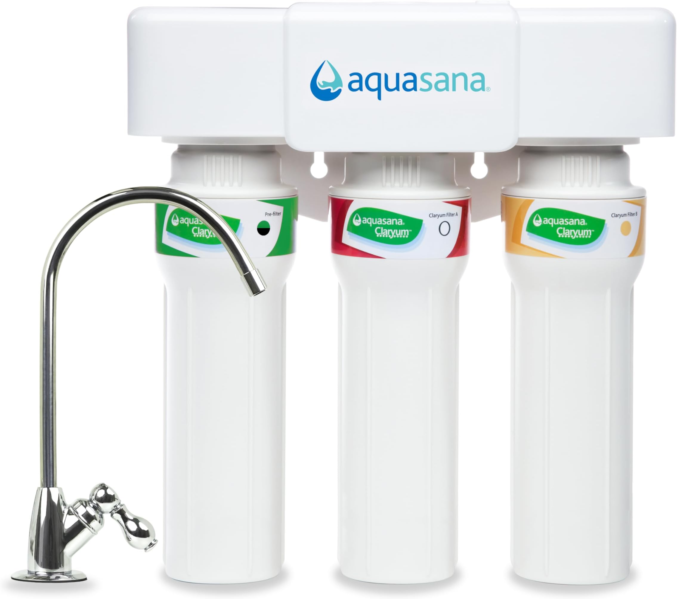 AQ-5300+.56 3-Stage Max Flow Under Sink Water Filter with Chrome Faucet