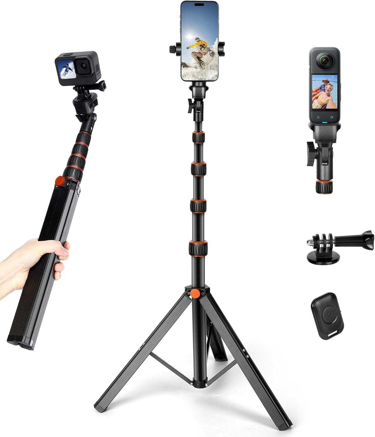 67'' Phone Tripod, Perkisboby Selfie Stick Tripod with Remote, Upgrade