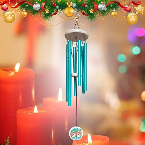 Miniatura 2 de FONMY Campanillas de viento para exteriores con colorido símbolo de árbol de la vida, campanillas de viento conmemorativas para un ser querido, gran