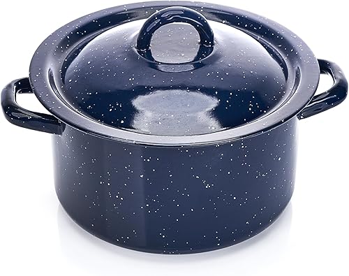 IMUSA USA C20666-1062810W - Olla de acero esmaltada moteada con tapa, 4 cuartos de galón, azul