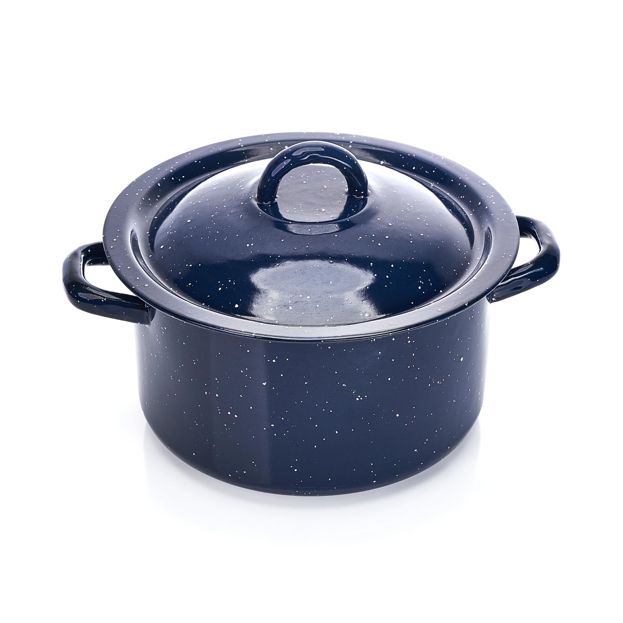 IMUSA USA C20666-1062810W Speckled Enamel Stock Pot with Lid, 4 Quart, Blue