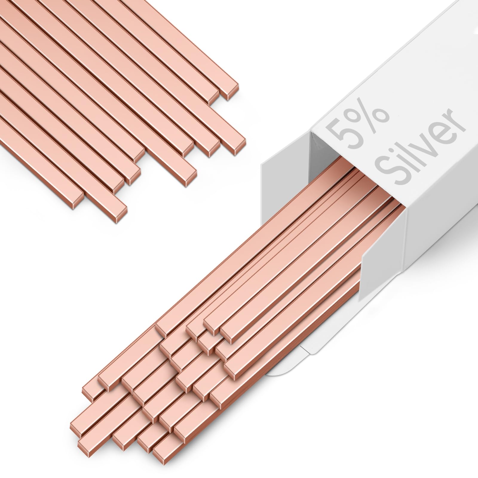 60 varillas de soldadura de plata al 5%, varillas de soldadura BCuP-3, varillas de soldadura de fósforo de cobre, grado industrial, 0.050 x 1/8 x 10 pulgadas para aire acondicionado,