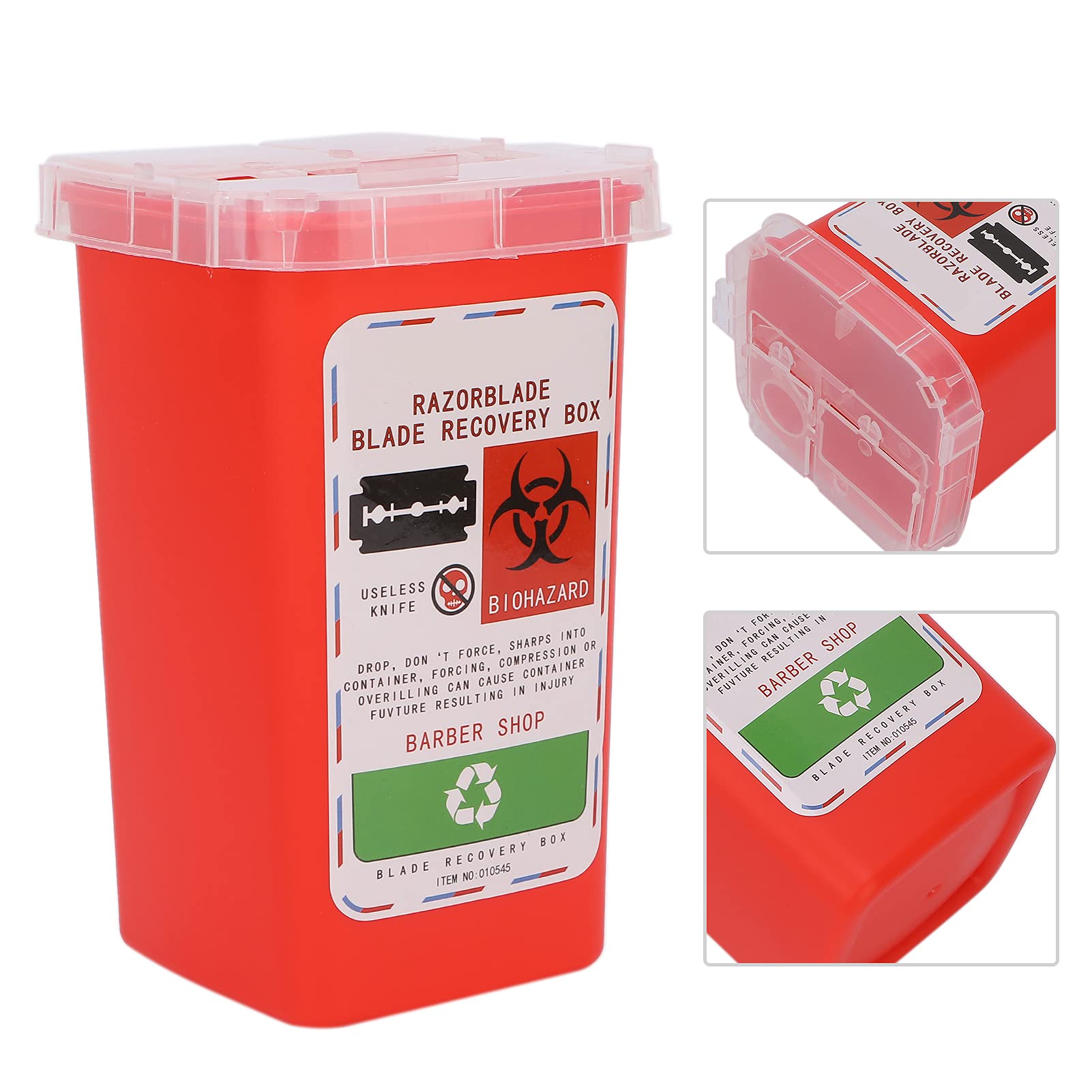 Caja de Desecho de Cuchillas, Contenedor de Cuchillas de Desecho Barbería Peluquería Cuchilla de Afeitar Caja de Recolección de Desecho de Cuchillas (Rojo)